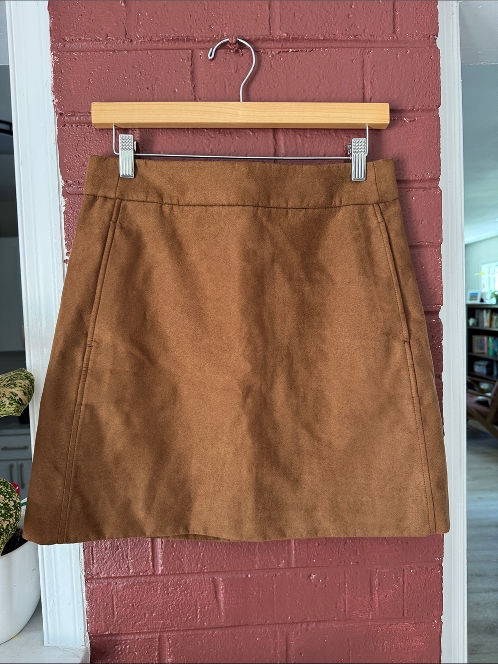 J. Crew Tan Faux Suede A-Line Mini Skirt Lined Size 6